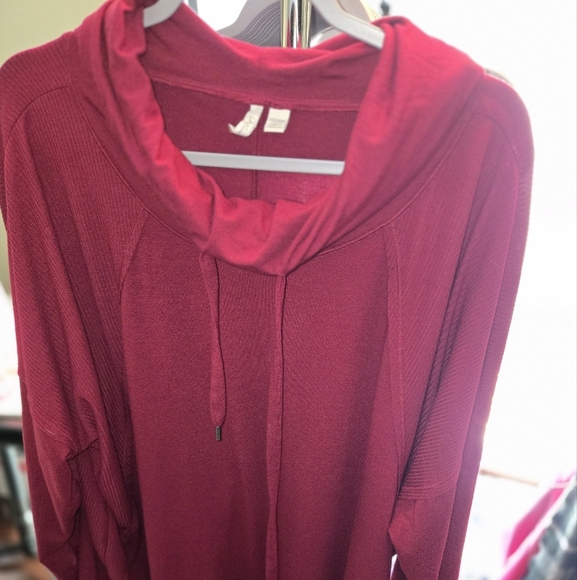 Cozy Burgundy Cowl Neck Sweatshirt - Picture 1 of 9